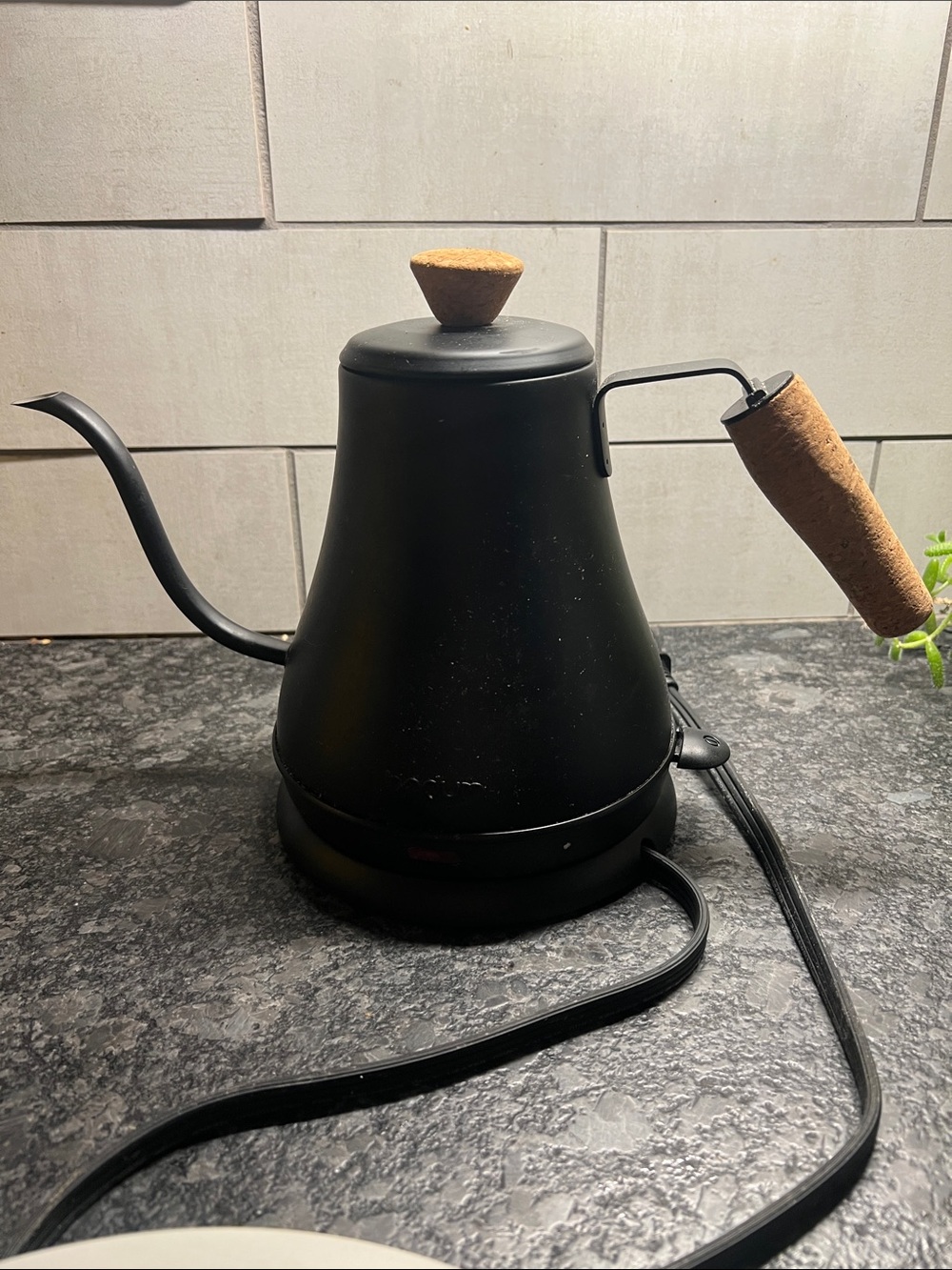 Matte Black Electric Gooseneck Kettle with Cork Handle